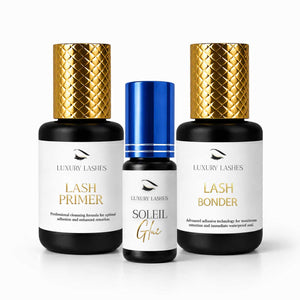 Luxury Lashes Summer Combi Deal met Lash Primer, Soleil Glue en Lash Bonder voor optimale retentie tijdens warme zomerdagen en professionele wimperextensions.